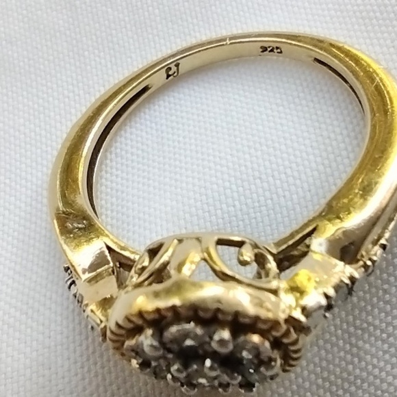 Vintage Bridal Style Vermeil Gold Plated CZ Sterling Silver Ring / Size Seven - Picture 5 of 8